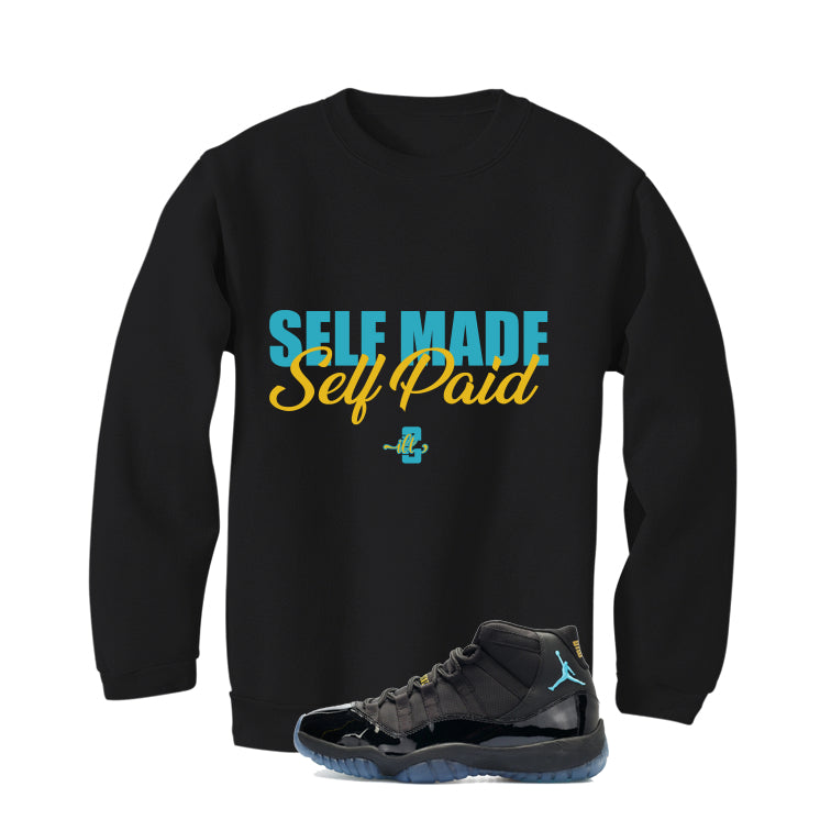Air Jordan 11 Gamma Blue Matching T-Shirt, Sweatshirts & Hoodies Black T-Shirt (Self Made Self Paid)| illcurrency