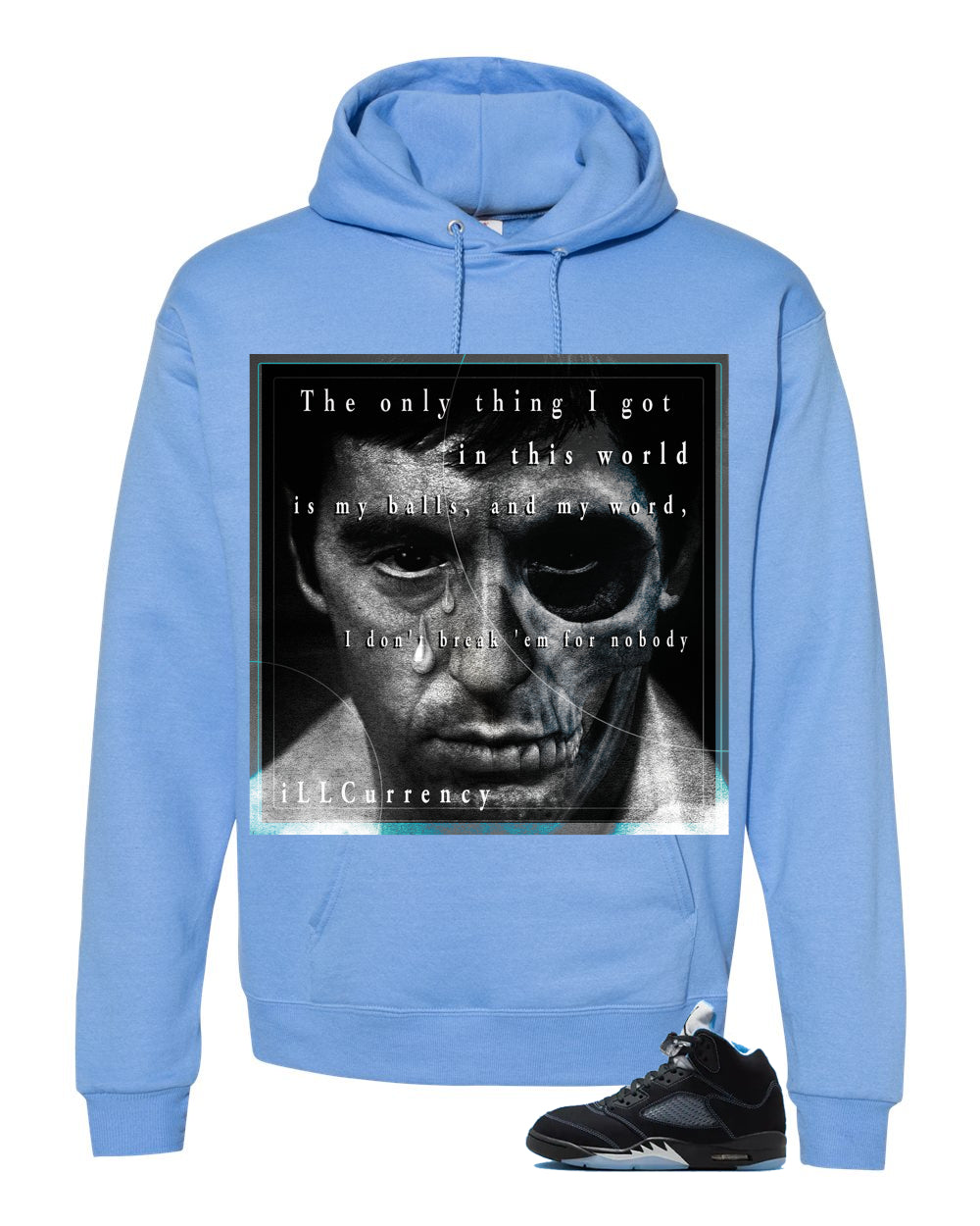 Air Jordan 5 Black/University Blue Matching T-Shirt Carolina Blue T-Shirt (The Only Thing I Got)| illcurrency