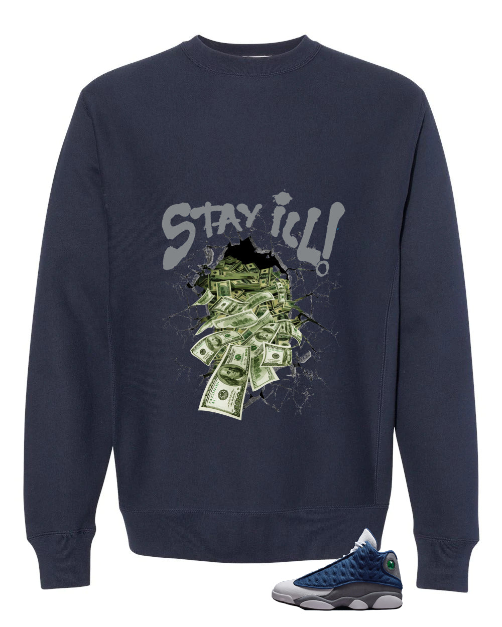 Air Jordan 13 Flint Navy Blue T-Shirt (Stay ill)| illcurrency