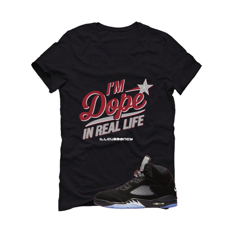 Air Jordan 5 Black Metallic Reimagined Black T-Shirt (DOPE)| illcurrency