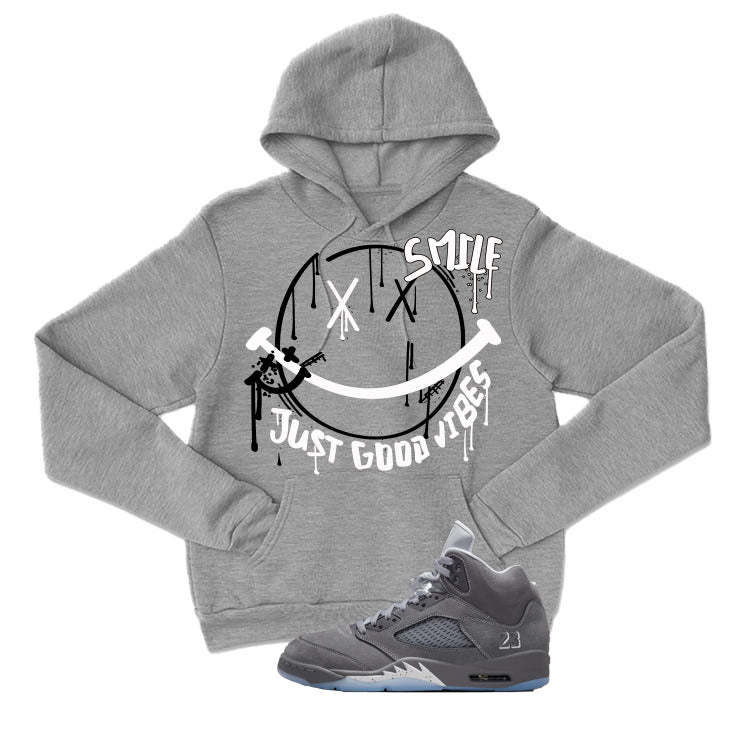 Air Jordan 5 Wolf Grey Matching T-Shirt, Sweatshirts & Hoodies Grey T-Shirt (Smile)| illcurrency