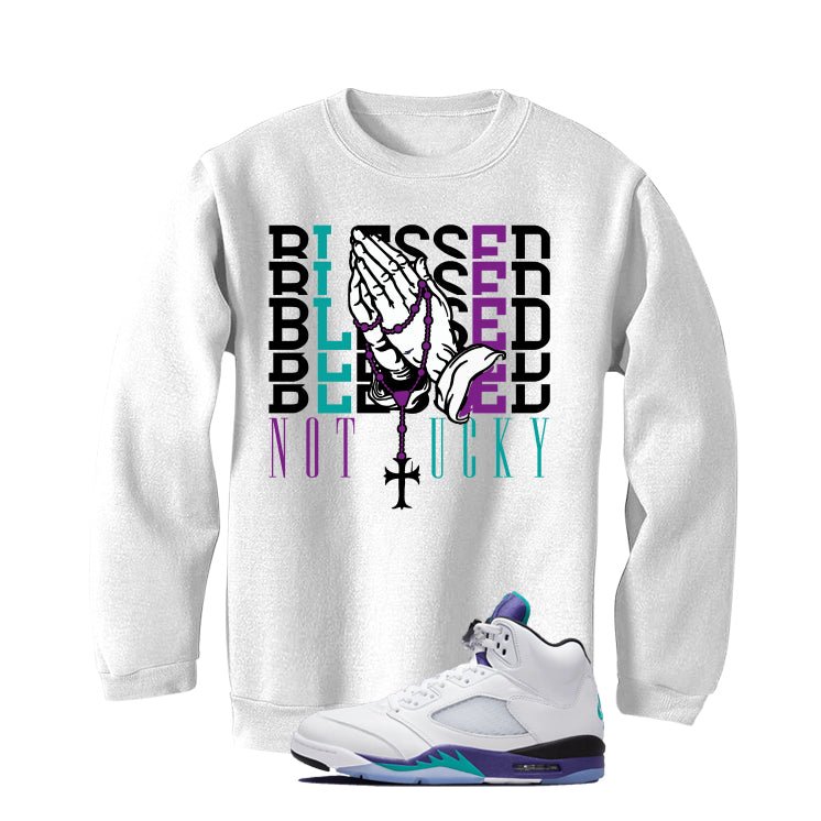 Air Jordan 5 OG Grape White T-Shirt (Blessed not lucky)| illcurrency