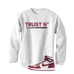 Air Jordan 1 High OG “Team Red” | illcurrency White T-Shirt (TRUST NO ONE)