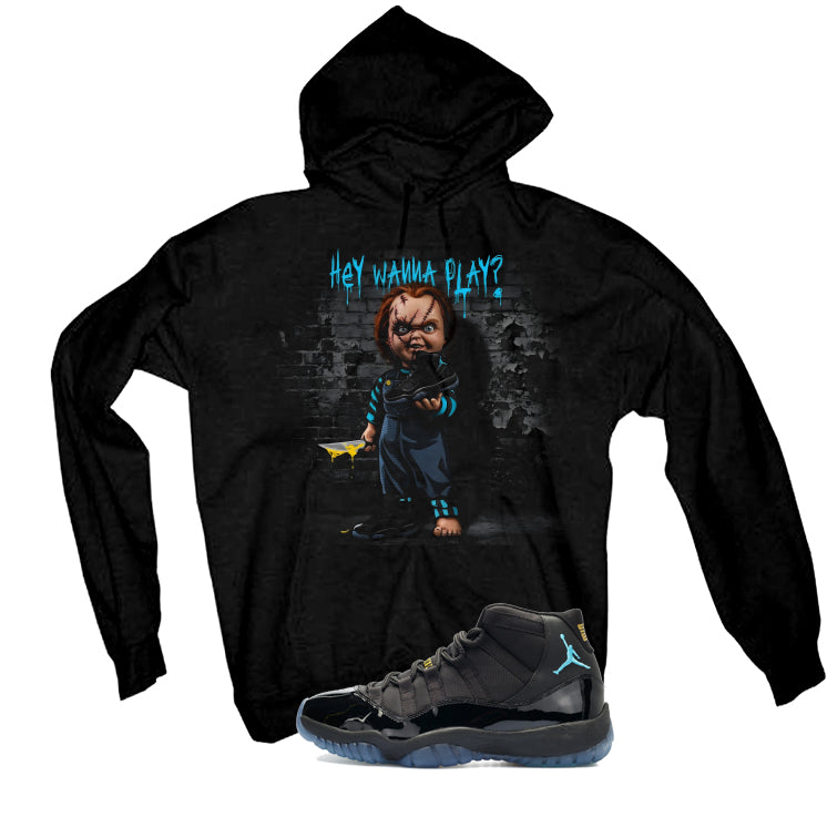 Air Jordan 11 Gamma Blue Matching T-Shirt, Sweatshirts & Hoodies Black T-Shirt (Wanna Play)| illcurrency