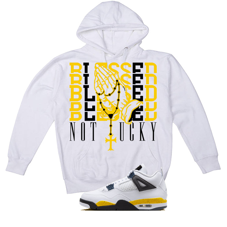 Air Jordan 4 Tour Yellow Matching T-Shirt Blessed not lucky