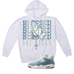 Air Jordan 4 Denim Worn Blue White T-Shirt (Blessed not lucky)| illcurrency