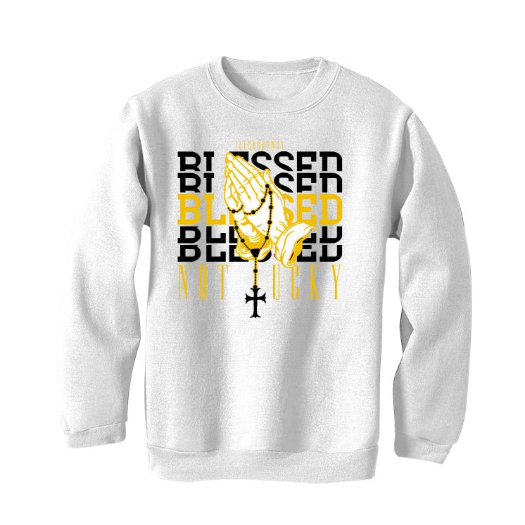 Air Jordan 1 High OG “Yellow Ochre” | illcurrency White T-Shirt (Blessed not lucky)