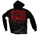 Air Jordan 12 Bloodline Matching T-Shirt, Sweatshirts, & Hoodies Black T-Shirt (Blessed not lucky)