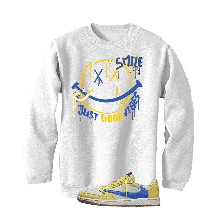 Travis Scott x Air Jordan 1 Low OG “Canary” | illcurrency White T-Shirt (Smile)