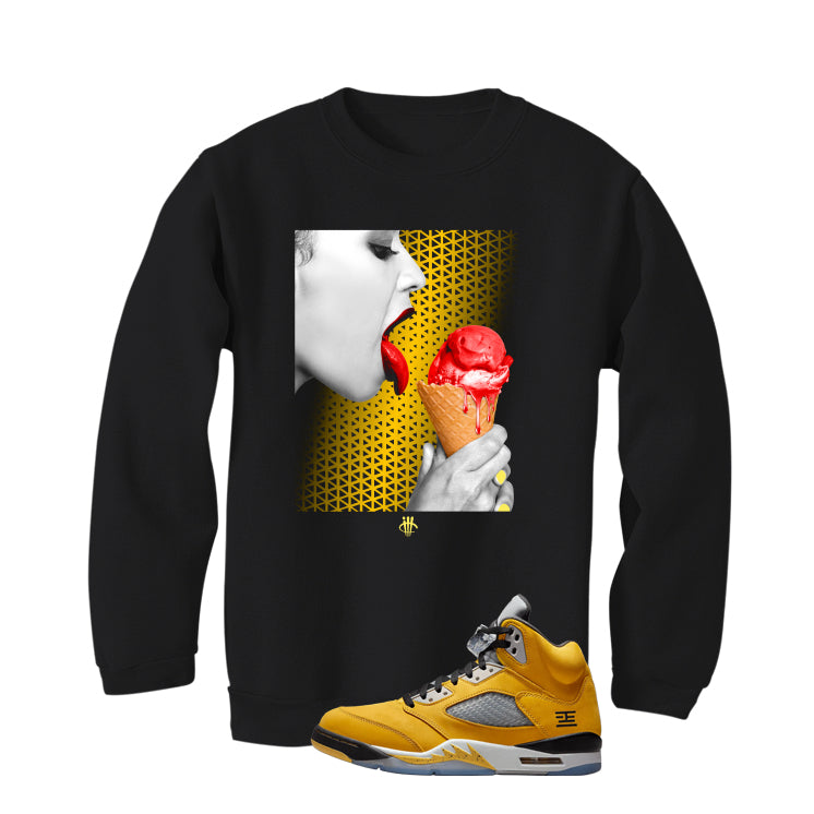 Air Jordan 5 Tokyo Matching T-Shirt, Sweatshirts & Hoodies Black T-Shirt (Lick It)| illcurrency