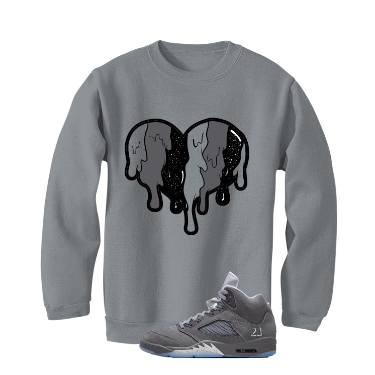 Air Jordan 5 Wolf Grey Matching T-Shirt, Sweatshirts & Hoodies Grey T-Shirt (Heart)| illcurrency