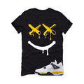 Air Jordan 4 Tour Yellow Matching T-Shirt Black T-Shirt (Happy Drip)| illcurrency