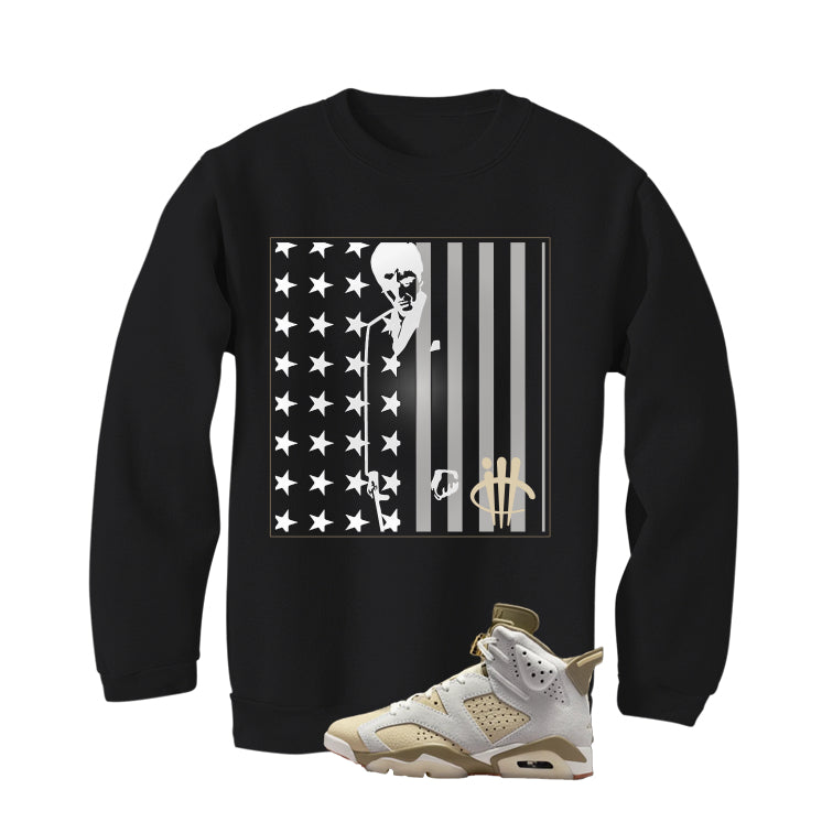 Air Jordan 6 Sail/Neutral Olive Matching T-Shirt, Sweatshirts & Hoodies Black T-Shirt (Pacino)| illcurrency