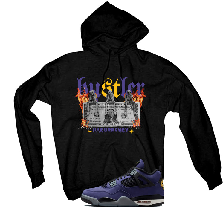 Air Jordan 4 OG Lakers Matching T-Shirt, Sweatshirts & Hoodies Black T-Shirt (See No Evil Hustler)| illcurrency