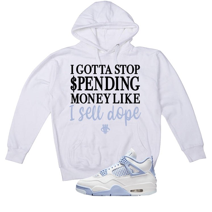 Air Jordan 4 WMNS Forget Me Not White T-Shirt (Gotta Stop Spending Money)| illcurrency