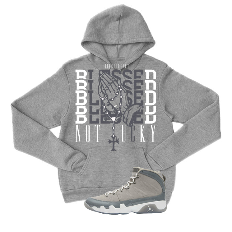 Air Jordan 9 Cool Grey Grey T-Shirt (Blessed not lucky)| illcurrency