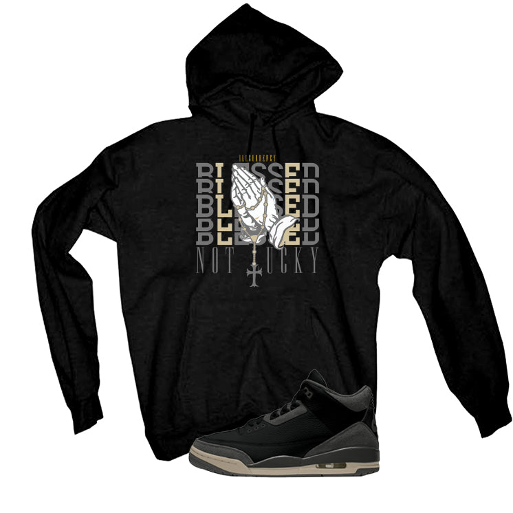 A Ma Maniere x Air Jordan 3 Black Black T-Shirt (Blessed not lucky)| illcurrency