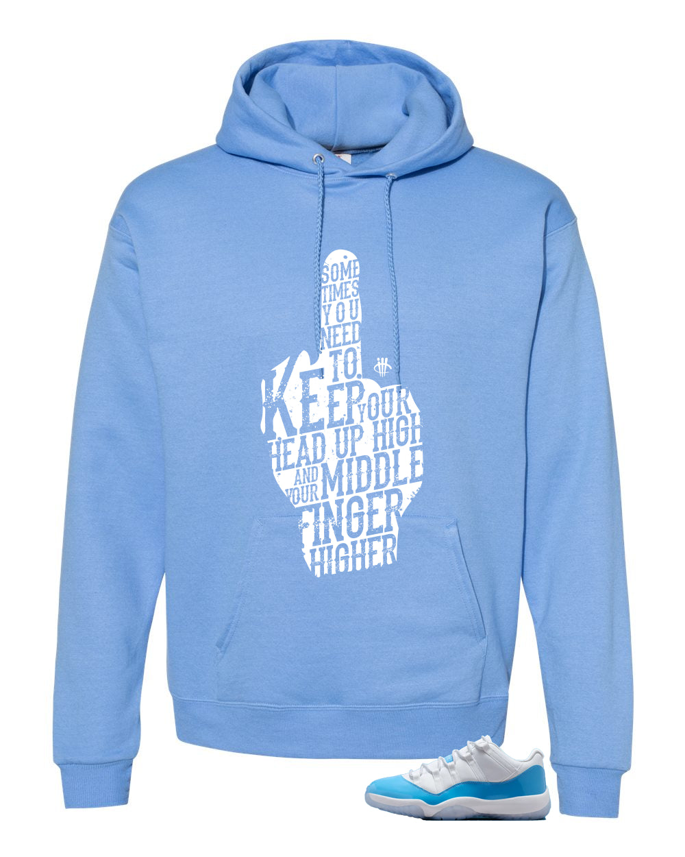 Air Jordan 11 Low University Blue Matching T-Shirt, Sweatshirts & Hoodies Carolina Blue T-Shirt (Middle Finger)| illcurrency