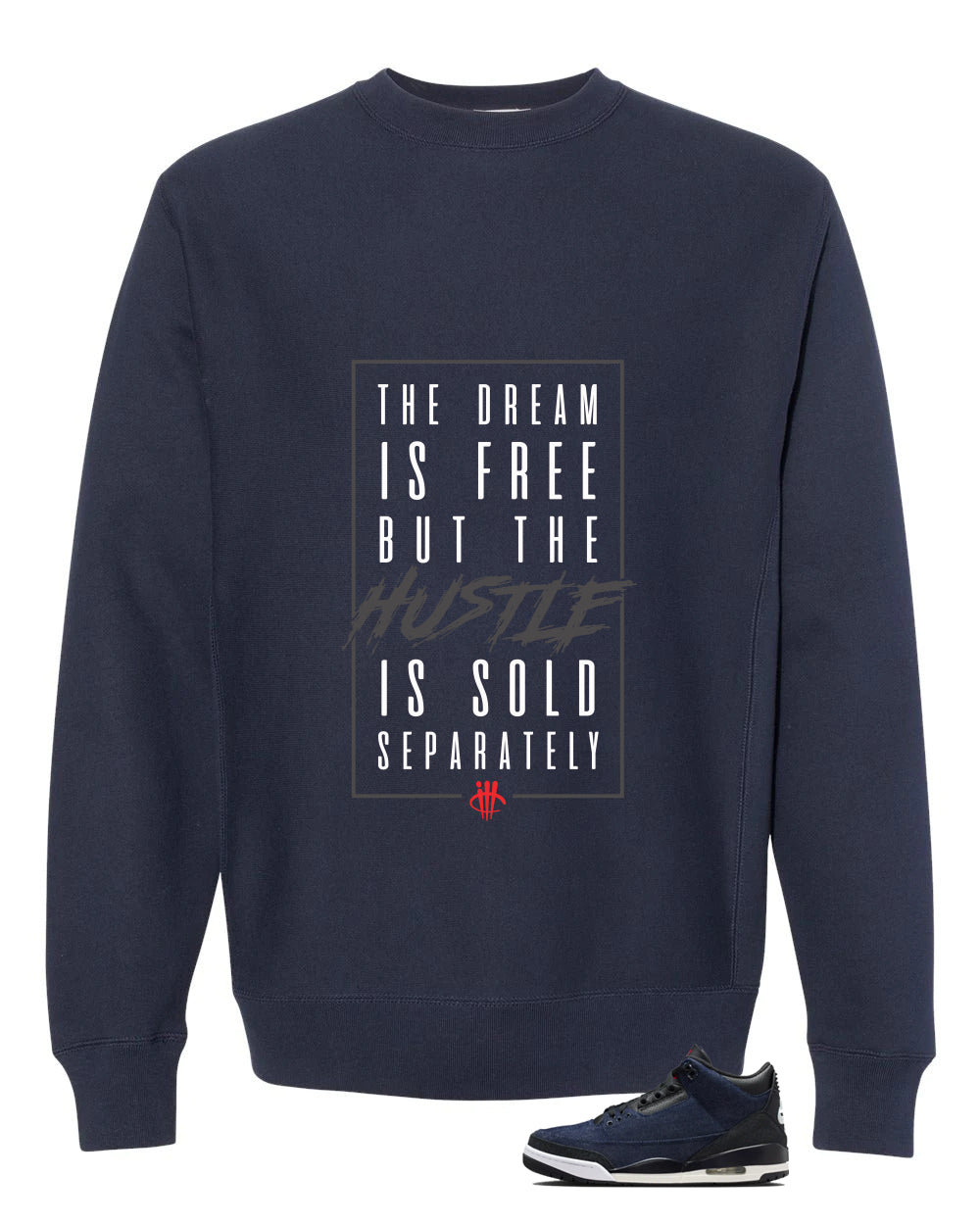 Levi’s x Air Jordan 3 Rigid Matching T-Shirt, Sweatshirts & Hoodies Navy Blue T-Shirt (The Dream Is Free)| illcurrency