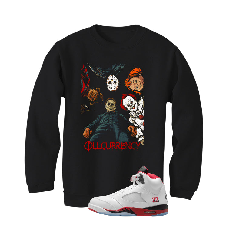 Air Jordan 5 Fire Red Black Tongue Black Sweatshirt