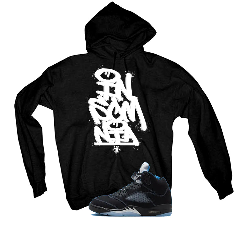 Air Jordan 5 Black/University Blue Matching T-Shirt Black T-Shirt (Insomnia)| illcurrency