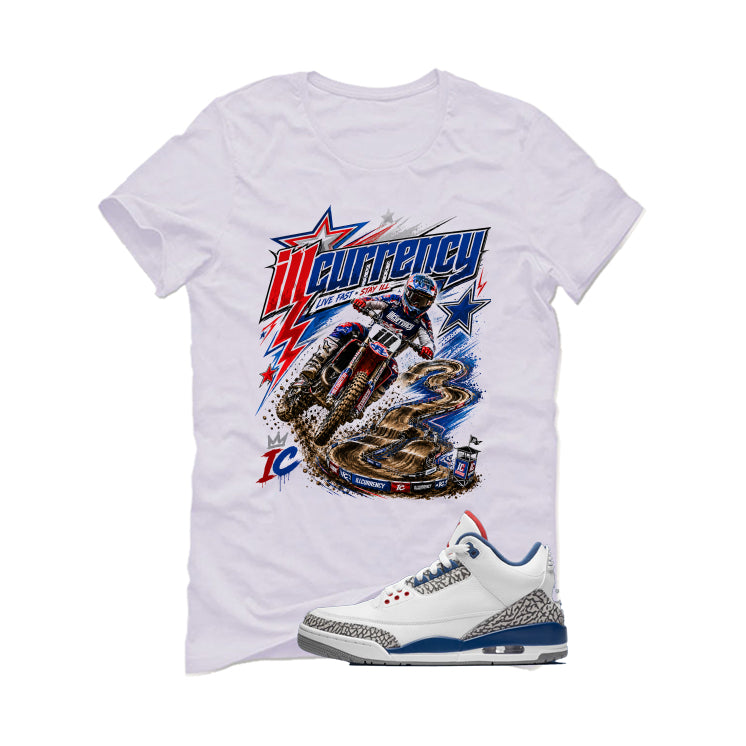 Air Jordan 3 True Blue Matching T-Shirt White T-Shirt (illcurrency motocross)| illcurrency