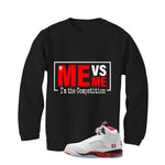 Air Jordan 5 Fire Red Black Tongue Black T-Shirt (Me Vs Me)| illcurrency
