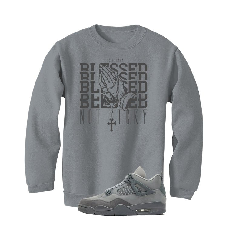 Air Jordan 4 Paris Olympics Grey T-Shirt (Blessed not lucky)| illcurrency