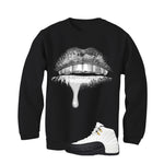 Air Jordan 12 Taxi Matching T-Shirt, Sweatshirts & Hoodies Black T-Shirt (Lips)| illcurrency