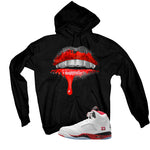 Air Jordan 5 Fire Red Black Tongue Black T-Shirt (Lips)| illcurrency
