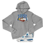 Air Jordan 4 “Military Blue” | illcurrency Grey T-Shirt (TRUST NO ONE)
