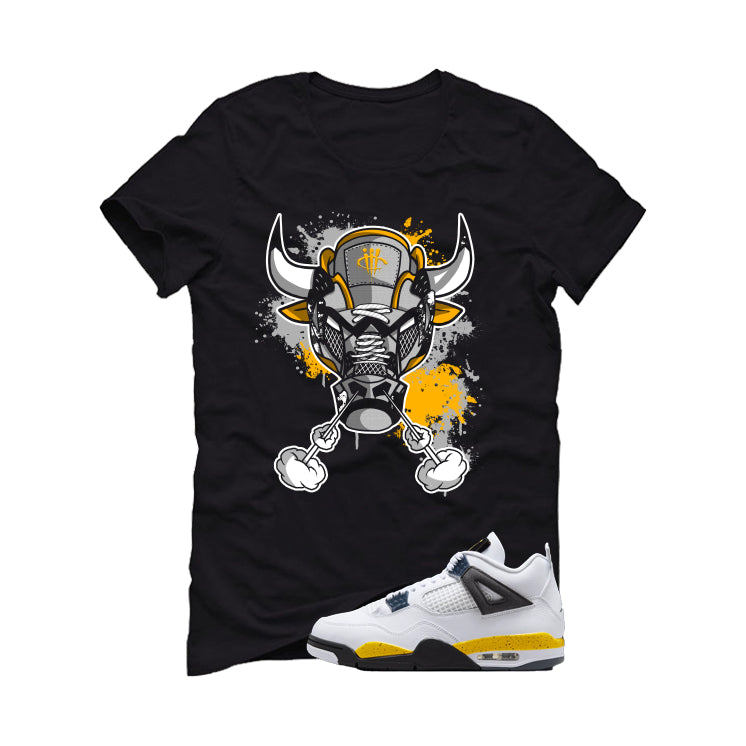 Air Jordan 4 Tour Yellow Matching T-Shirt Black T-Shirt (Bull #4)| illcurrency