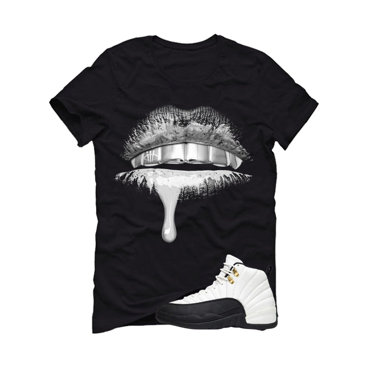 Air Jordan 12 Taxi Matching T-Shirt, Sweatshirts & Hoodies Black T-Shirt (Lips)| illcurrency