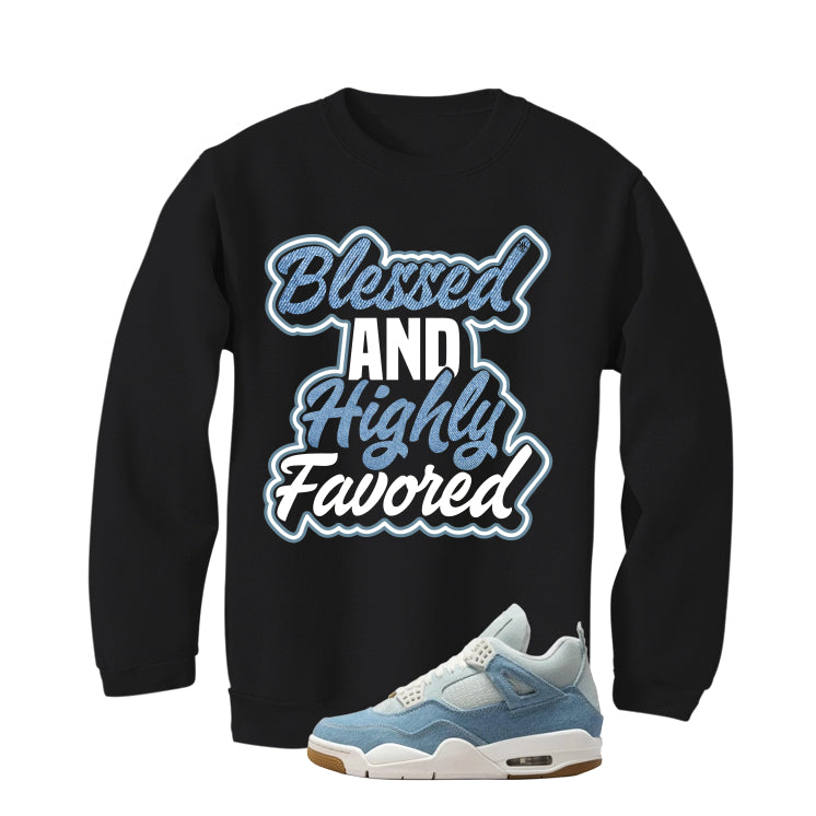Air Jordan 4 Denim Worn Blue Black T-Shirt (Blessed)| illcurrency