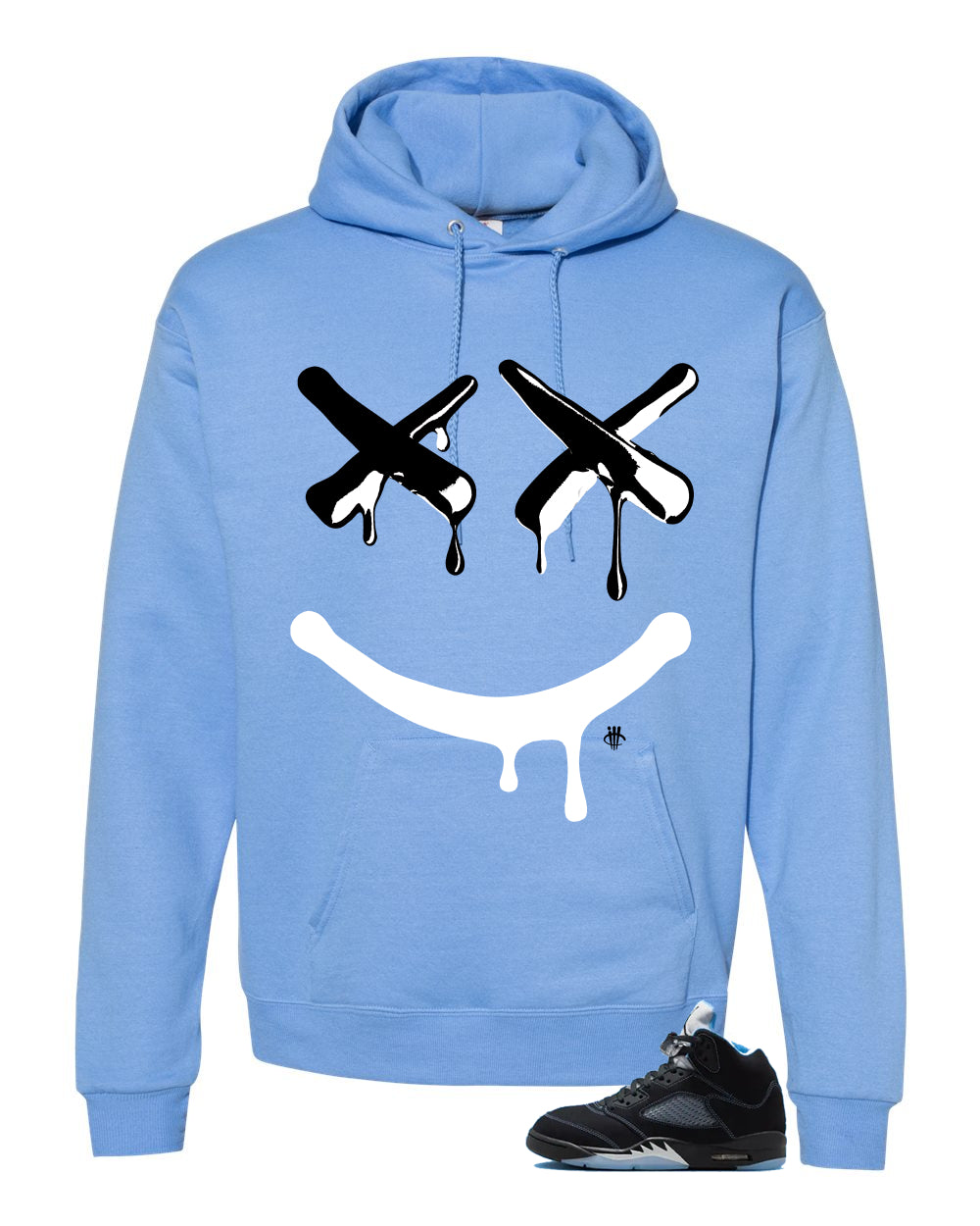 Air Jordan 5 Black/University Blue Matching T-Shirt Carolina Blue T-Shirt (Happy Drip)| illcurrency