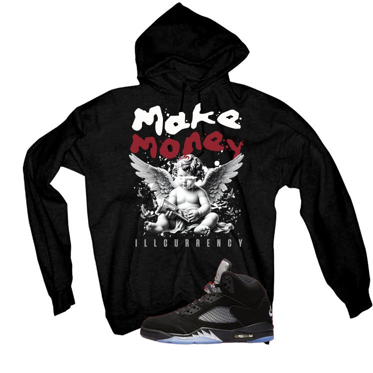 Air Jordan 5 Black Metallic Reimagined Black T-Shirt (Make Money)| illcurrency