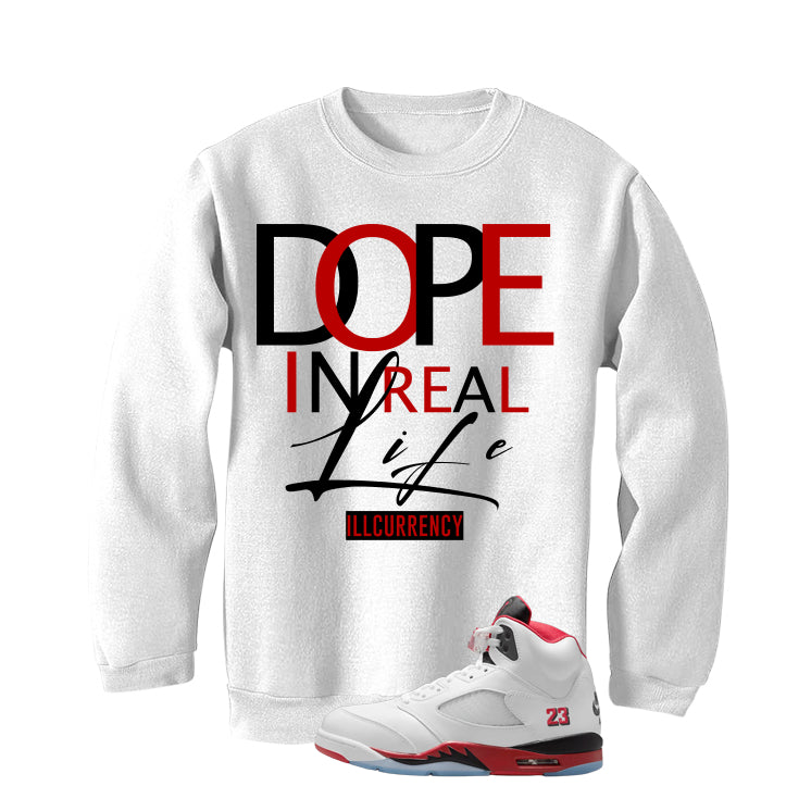 Air Jordan 5 Fire Red Black Tongue White T-Shirt (DOPE)| illcurrency