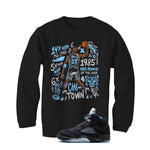 Air Jordan 5 Black/University Blue Matching T-Shirt Black T-Shirt (85 Rookie)| illcurrency