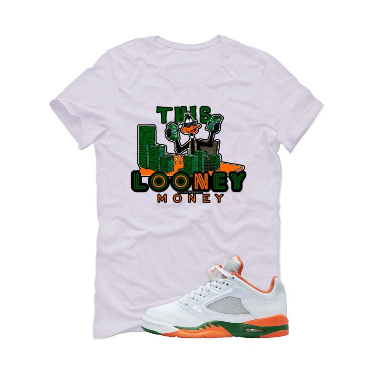 Air Jordan 5 GS Miami Hurricanes White T-Shirt (Looney Money)| illcurrency