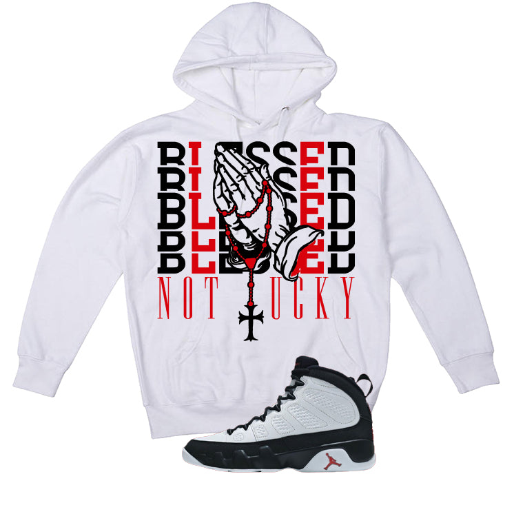 Air Jordan 9 OG Space Jam Matching T-Shirt Blessed not lucky