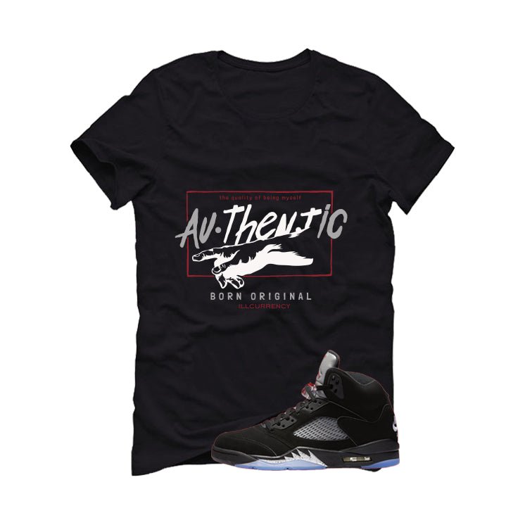 Air Jordan 5 Black Metallic Reimagined Black T-Shirt (Authentic)| illcurrency
