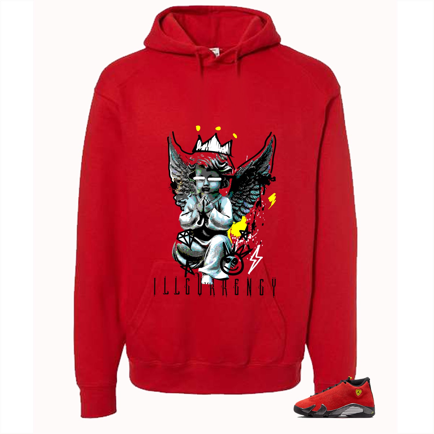 Air Jordan 14 Ferrari Red T-Shirt (Graffiti Angel)| illcurrency