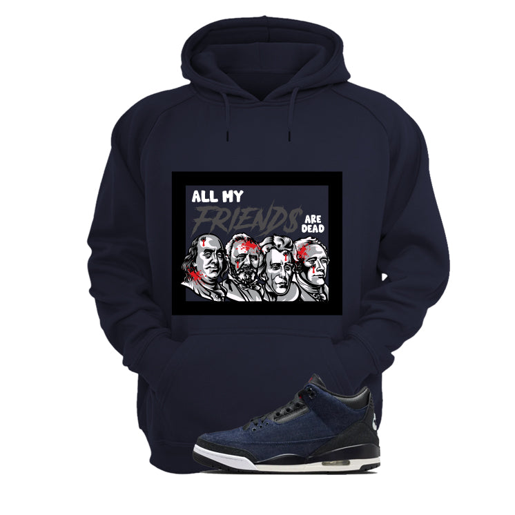 Levi’s x Air Jordan 3 Rigid Matching T-Shirt, Sweatshirts & Hoodies Navy Blue T-Shirt (All My Friends Are Dead)| illcurrency