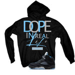 Air Jordan 5 Black/University Blue Matching T-Shirt Black T-Shirt (DOPE)| illcurrency