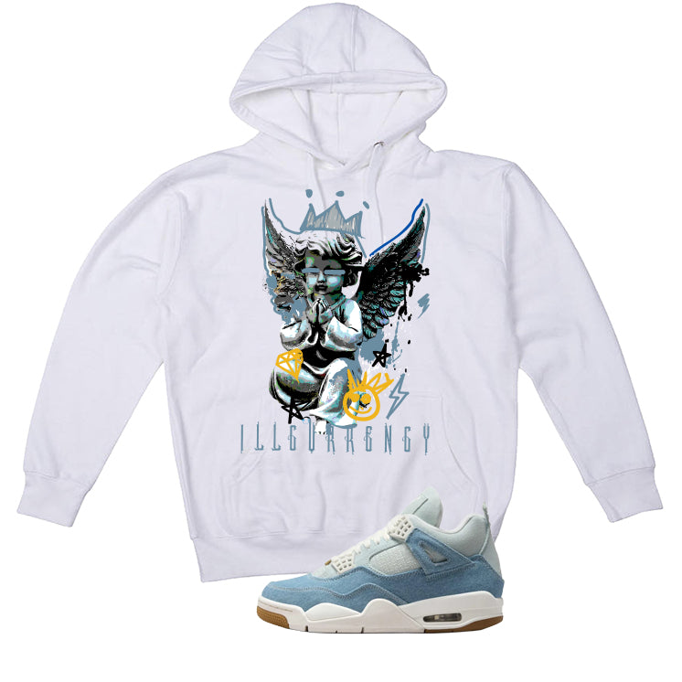Air Jordan 4 Denim Worn Blue White T-Shirt (Graffiti Angel)| illcurrency