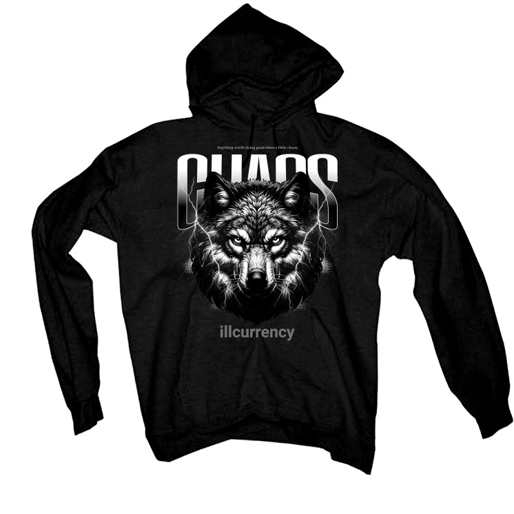 Jordan 5 Wolf Grey Matching T-Shirt, Sweatshirts, & Hoodies Black T-Shirt (Chaos)| illcurrency