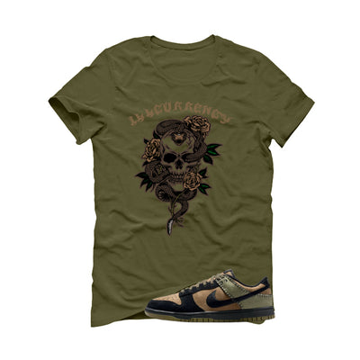 Nike Dunk Low Frankenstein Matching T-Shirt, Sweatshirts & Hoodies Military Green T-Shirt (Snake skeleton rose)| illcurrency
