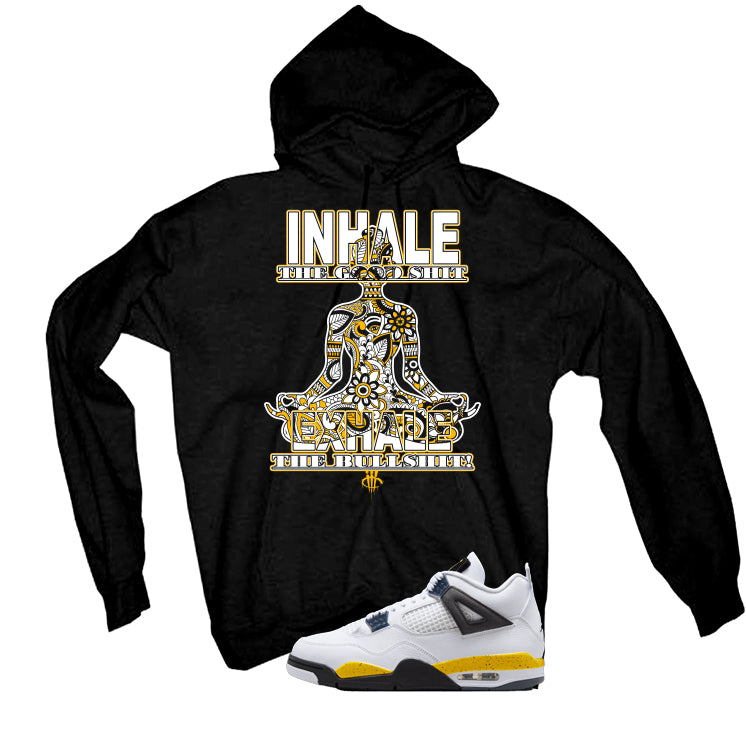 Air Jordan 4 Tour Yellow Matching T-Shirt Black T-Shirt (Inhale Exhale)| illcurrency