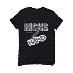 Jordan 5 Wolf Grey Matching T-Shirt, Sweatshirts, & Hoodies Black T-Shirt (Kicks 2 Hard)| illcurrency