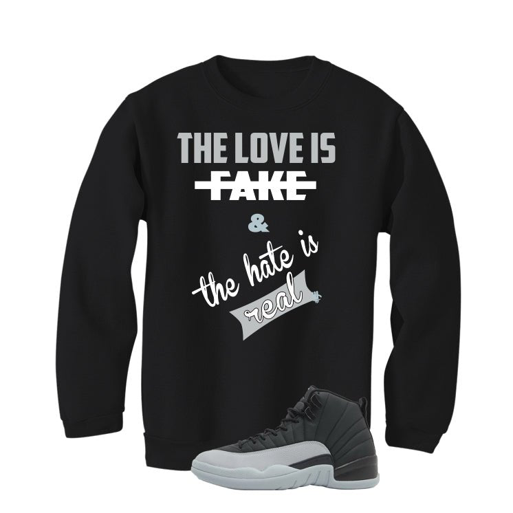 Air Jordan 12 Black/Wolf Grey Black T-Shirt (Love is Fake)| illcurrency